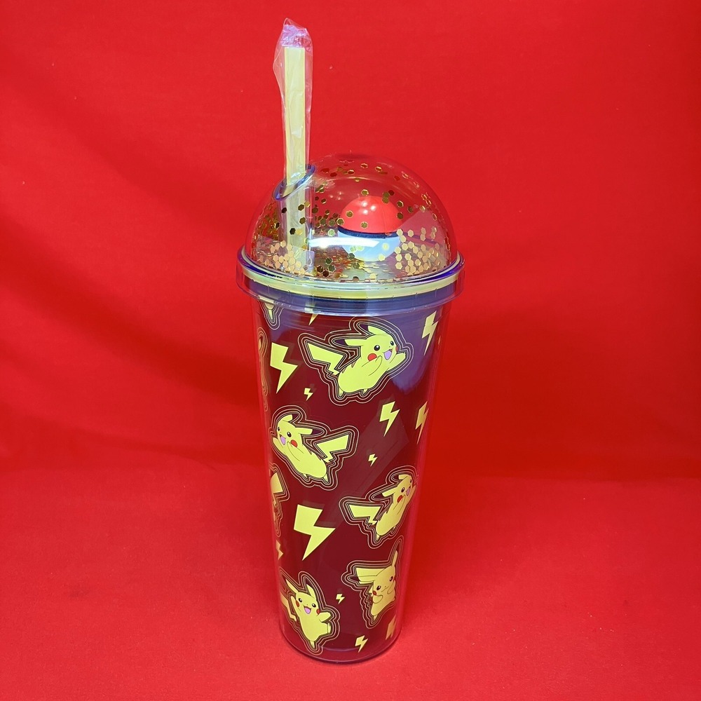 Pokémon Pikachu 20 oz Acrylic Tumbler / Insulated / Dome Glitter Top / Pokemon‎